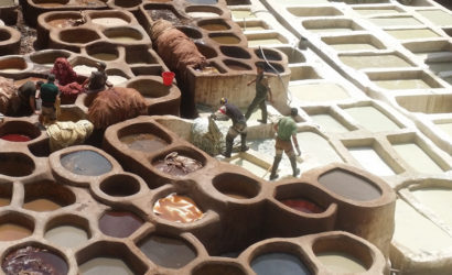 Fes tanneries - feature image for 7 day Morocco itinerary from Fes - "Walled Cities & Wide-Open Spaces"