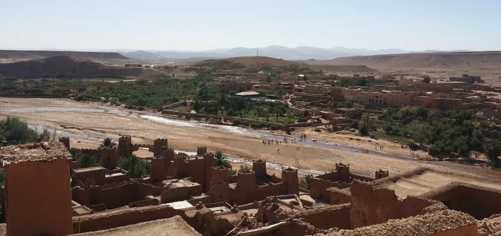 Ait Ben Haddou - view of valley from the top of the kasbah on the hill