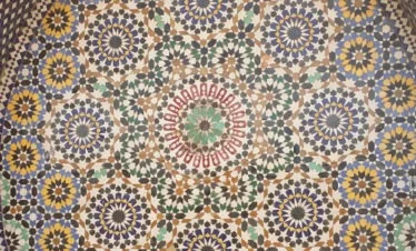Central medallion of ornate zelig tile fountain - Meknes
