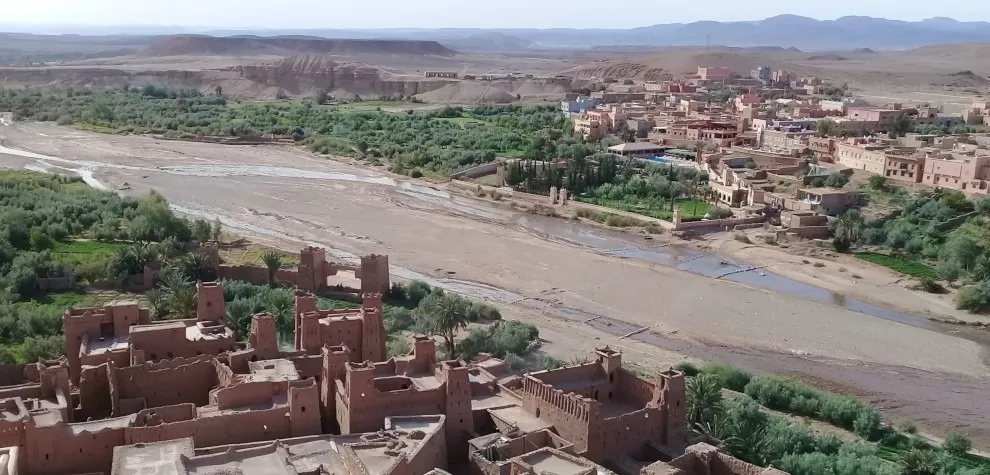 view across valley and river from top of Ait Ben Haddou