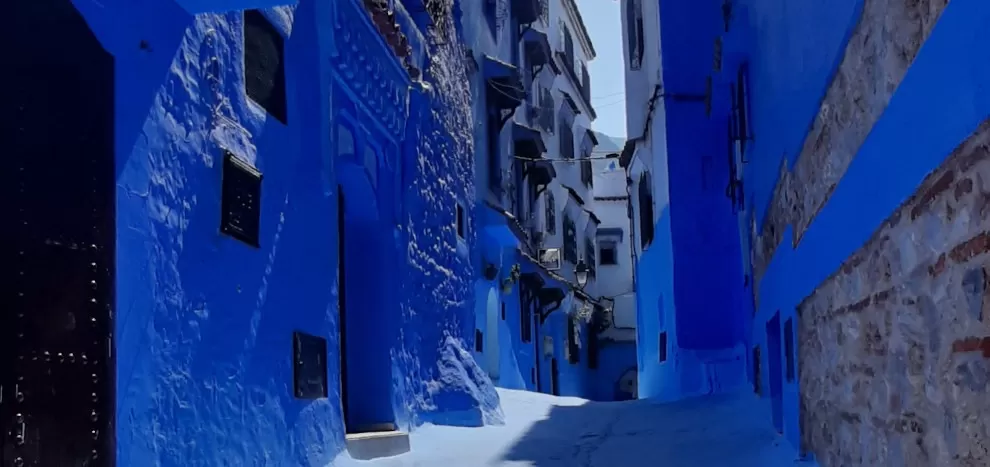 narrow blue street - Chefchaouen
