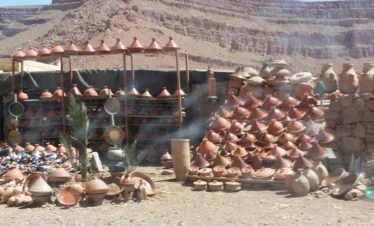 pottery tagines at a road-side shop in the mountains