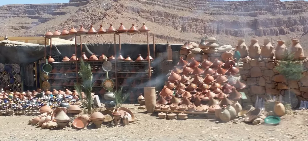 pottery tagines at a road-side shop in the mountains