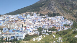 Chefchaouen "Blue City" - feature image for media & text blurb for 8 day Morocco itinerary from Tangier to Marrakesh - Mountains, Medinas & Nomad Tents